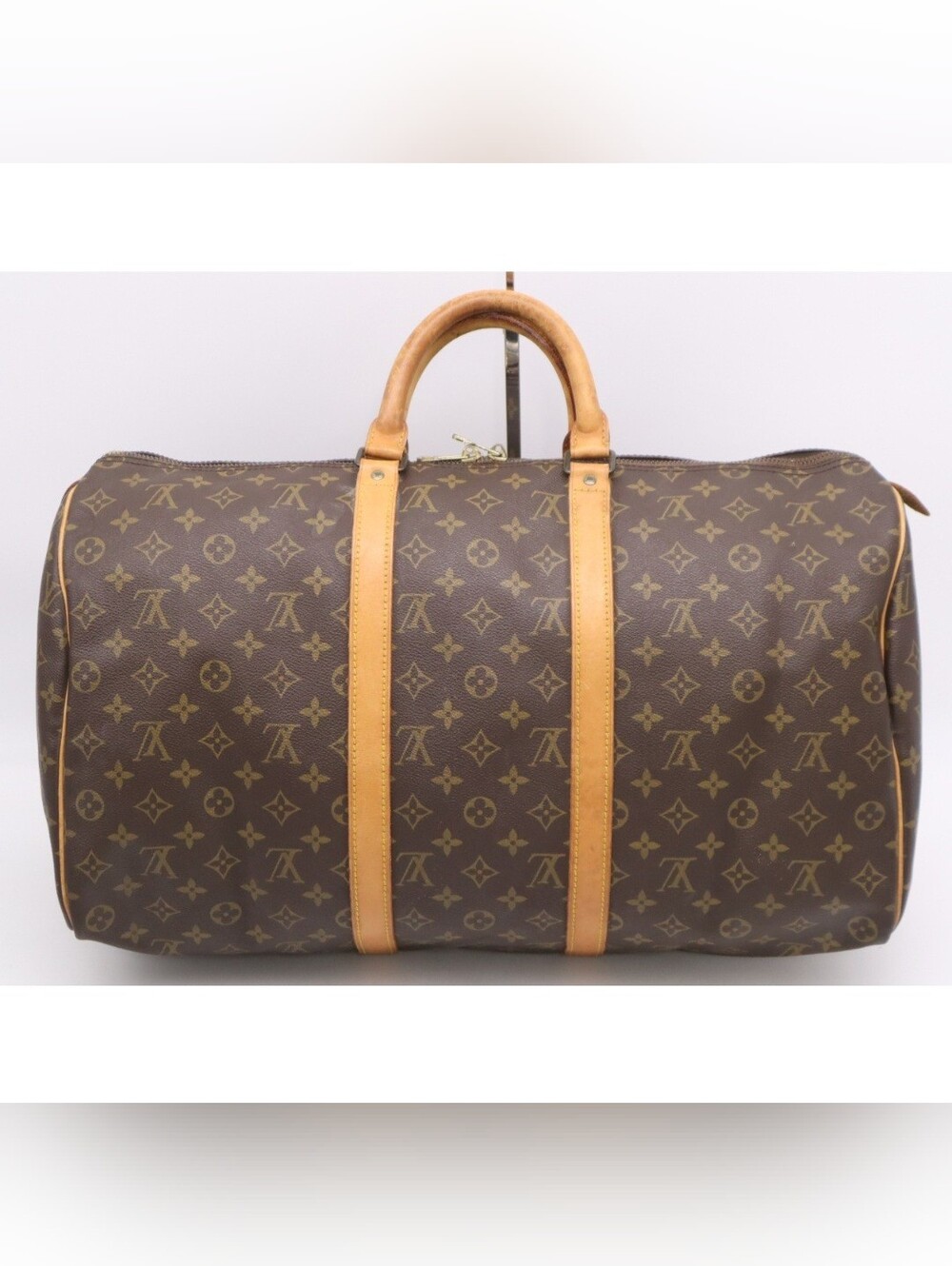 Louis Vuitton Keepall 50 Travel Bag Duffel Brown Monogram Canvas Leather - Picture 2 of 11